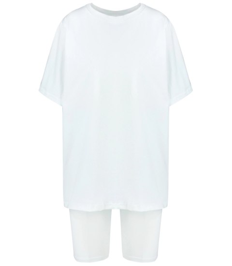 Komplet bawełniany t-shirt koszulka + krótkie legginsy SPIREL (Biały) Komplet bawełniany t-shirt koszulka + krótkie legginsy SPIREL (Biały)