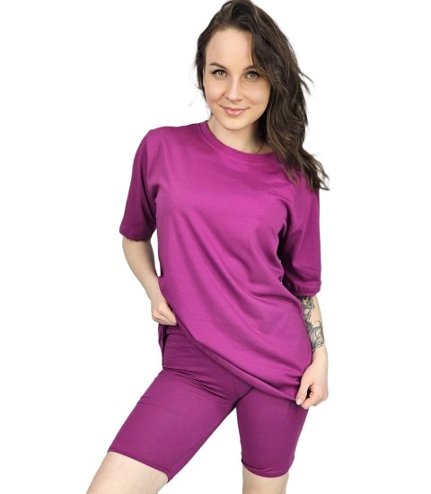 Komplet bawełniany t-shirt koszulka + krótkie legginsy SPIREL (Fioletowy) Komplet bawełniany t-shirt koszulka + krótkie legginsy SPIREL (Fioletowy)