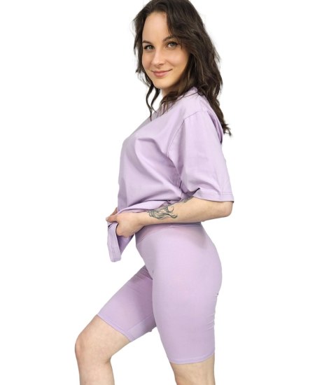 Komplet bawełniany t-shirt koszulka + krótkie legginsy SPIREL (Fioletowy) Komplet bawełniany t-shirt koszulka + krótkie legginsy SPIREL (Fioletowy)