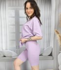 Komplet bawełniany t-shirt koszulka + krótkie legginsy SPIREL (Fioletowy)