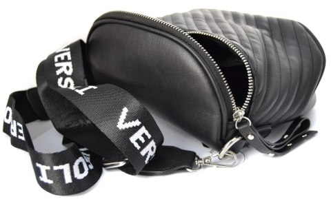 Duża torebka miejska pikowana crossbody biodrówka nerka Pasek (Czarny) Duża torebka miejska pikowana crossbody biodrówka nerka Pasek (Czarny)