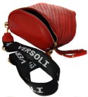 Duża torebka miejska pikowana crossbody biodrówka nerka Pasek (Czerwony)