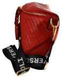 Duża torebka miejska pikowana crossbody biodrówka nerka Pasek (Czerwony)