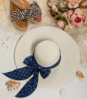 Elegancki damski KAPELUSZ słomkowy kotwiczki (Ecru)