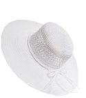 Elegancki damski KAPELUSZ z Ażurowym Wykończeniem (Biały)