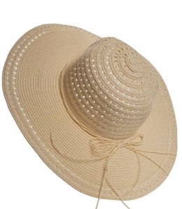 Elegancki damski kapelusz słomkowy ażurowy (Beżowy)