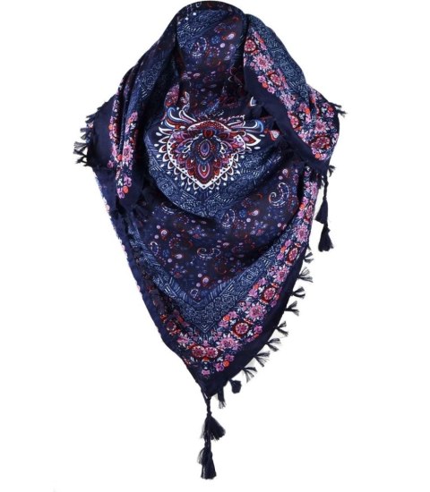 Piękna barwna chusta wzory BOHO styl (Granatowy) Piękna barwna chusta wzory BOHO styl (Granatowy)