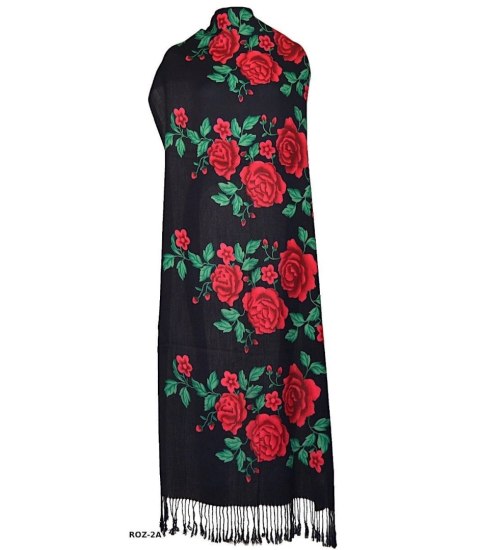 Piękny miękki elegancki szal w róże wzór folk (Wielokolorowy) Piękny miękki elegancki szal w róże wzór folk (Wielokolorowy)