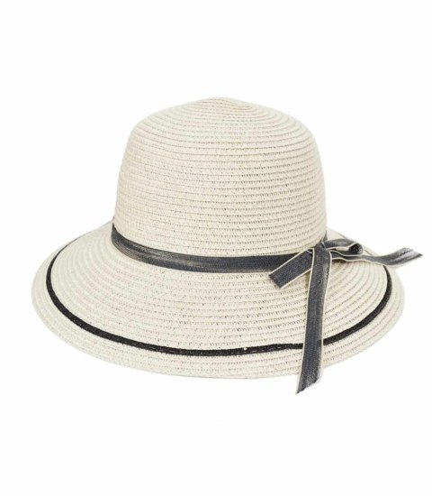 Stylowy kapelusz słomkowy wstążka elegancki (Biały) Stylowy kapelusz słomkowy wstążka elegancki (Biały)