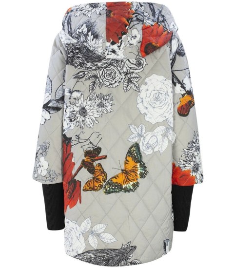 Asymetryczna przejściowa KURTKA print KWIATY (Szary) 7XL (54) Asymetryczna przejściowa KURTKA print KWIATY (Szary) 7XL (54)