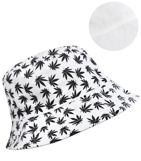 Dwustronny kapelusz BUCKET HAT print listki (Biały) Dwustronny kapelusz BUCKET HAT print listki (Biały)