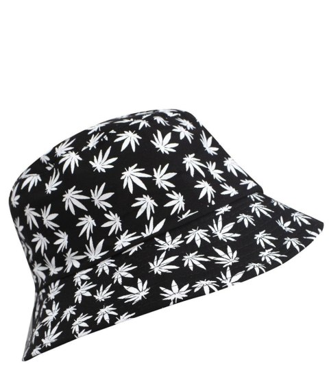 Dwustronny kapelusz BUCKET HAT print listki (Czarny) Dwustronny kapelusz BUCKET HAT print listki (Czarny)
