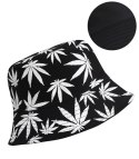 Dwustronny kapelusz BUCKET HAT print listki (Szary)