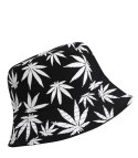 Dwustronny kapelusz BUCKET HAT print listki (Szary)