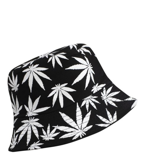 Dwustronny kapelusz BUCKET HAT print listki (Szary)