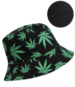 Dwustronny kapelusz BUCKET HAT print listki (Wielokolorowy)