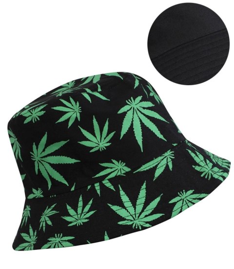 Dwustronny kapelusz BUCKET HAT print listki (Wielokolorowy) Dwustronny kapelusz BUCKET HAT print listki (Wielokolorowy)