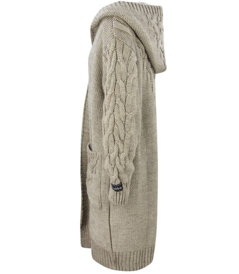 Kardigan Długi Gruby sweter warkocz Wełna (Brązowy) Kardigan Długi Gruby sweter warkocz Wełna (Brązowy)