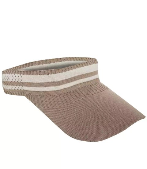 Materiałowy daszek z elastyczną gumką w paski (Beżowy)