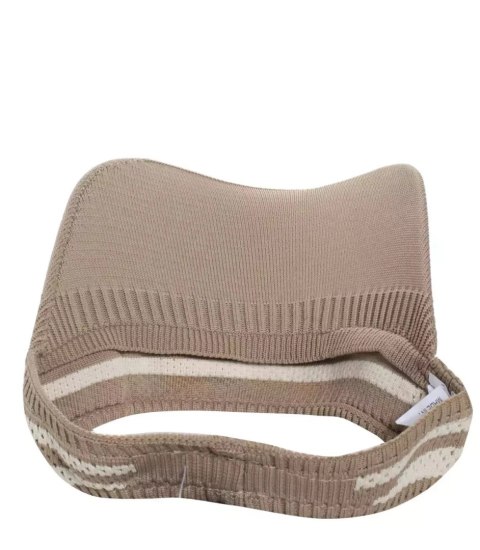 Materiałowy daszek z elastyczną gumką w paski (Beżowy)