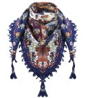 Niepowtarzalna barwna chusta folk BOHO kwiaty (Granatowy)