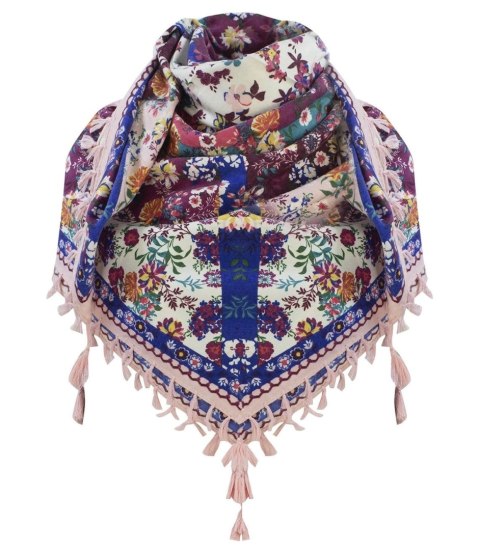 Niepowtarzalna barwna chusta folk BOHO kwiaty (Różowy) Niepowtarzalna barwna chusta folk BOHO kwiaty (Różowy)