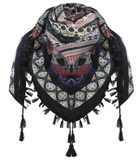 Niepowtarzalna chusta folk BOHO azteckie wzory (Wielokolorowy) Niepowtarzalna chusta folk BOHO azteckie wzory (Wielokolorowy)