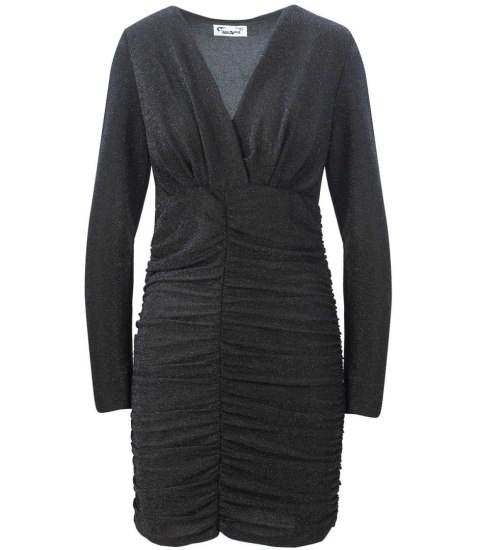 Sukienka brokatowy połysk marszczenia MINI Elegancka Sukienka brokatowy połysk marszczenia MINI Elegancka