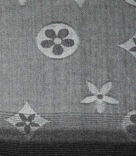 Szal Tkany szalik elegancka chusta w kwiaty ombre (Szary) Szal Tkany szalik elegancka chusta w kwiaty ombre (Szary)