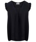 Bluzka koszulka dekolt V krótki rękaw Elegancka (Czarny) 5XL/6XL