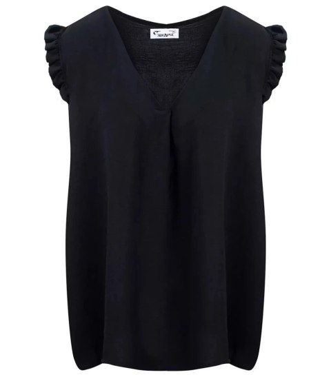 Bluzka koszulka dekolt V krótki rękaw Elegancka (Czarny) 5XL/6XL
