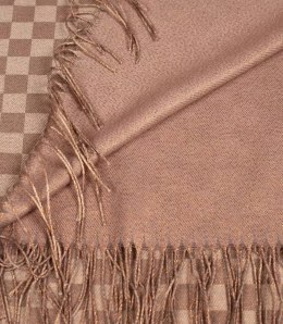 Błyszczący szal szalik złota nitka Miękki Dwustronny Elegancki SZACHOWNICA (Beżowy)