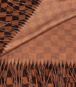 Błyszczący szal szalik złota nitka Miękki Dwustronny Elegancki SZACHOWNICA (Brązowy)