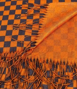Błyszczący szal szalik złota nitka Miękki Dwustronny Elegancki SZACHOWNICA (Pomarańczowy)