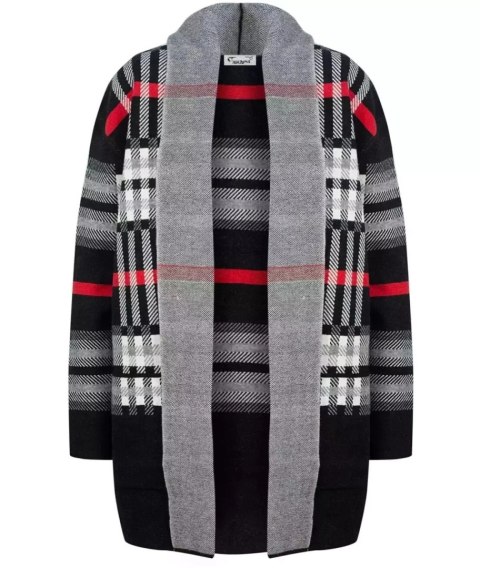 CIEPŁY Sweter Kardigan narzutka KRATA Elegancki (Czarny) S/M CIEPŁY Sweter Kardigan narzutka KRATA Elegancki (Czarny) S/M