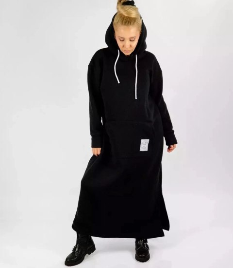 Ciepła bluza damska dresowa Oversize Sukienka Bawełniana Kaptur (Czarny) Ciepła bluza damska dresowa Oversize Sukienka Bawełniana Kaptur (Czarny)