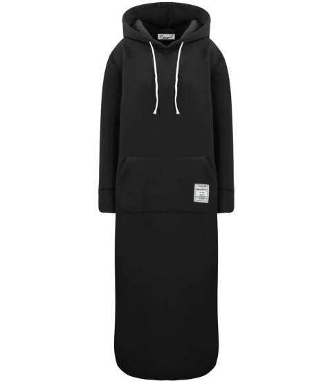 Ciepła bluza damska dresowa Oversize Sukienka Bawełniana Kaptur (Czarny) Ciepła bluza damska dresowa Oversize Sukienka Bawełniana Kaptur (Czarny)