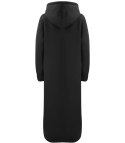 Ciepła bluza damska dresowa Oversize Sukienka Bawełniana Kaptur (Czarny)