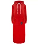Ciepła bluza damska dresowa Oversize Sukienka Bawełniana Kaptur (Czerwony)