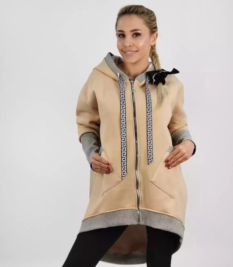 Ciepła oversizowa bluza PARKA dresowa (Beżowy) Ciepła oversizowa bluza PARKA dresowa (Beżowy)