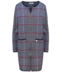 Ciepły długi Sweter Kardigan w jodełkę Elegancki (Niebieski)