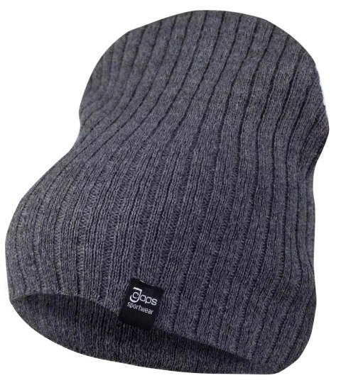 Dzianinowa czapka Beanie UNISEX w prążki (Szary) Dzianinowa czapka Beanie UNISEX w prążki (Szary)