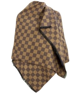 Modny szal szalik chusta szachownica kratka Elegancki (Beżowy)