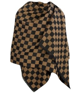 Modny szal szalik chusta szachownica kratka Elegancki (Brązowy)