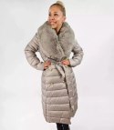 Pikowana kurtka płaszcz bezrękawnik 4W1 FUTRO (Beżowy) XXL (44)