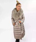 Pikowana kurtka płaszcz bezrękawnik 4W1 FUTRO (Beżowy) XXL (44)