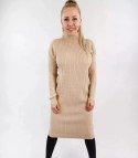 Sukienka sweter z golfem Ciepła i miła Elastyczna Elegancka (Beżowy)