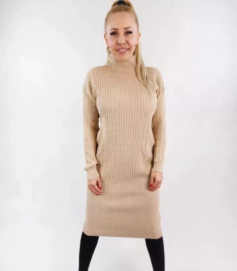 Sukienka sweter z golfem Ciepła i miła Elastyczna Elegancka (Beżowy) Sukienka sweter z golfem Ciepła i miła Elastyczna Elegancka (Beżowy)