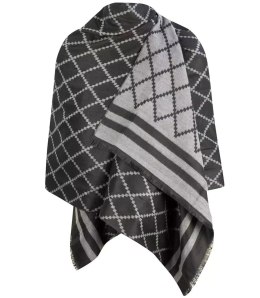 Szal szalik elegancka chusta pashmina Elegancki ROMBY (Czarny)