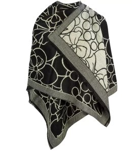 Szal szalik elegancka chusta pashmina kokardki (Czarny)